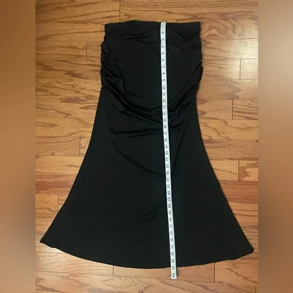 SHEIN- Black Scrunched Sides Midi Skirt Size XL - Picture 7 of 9